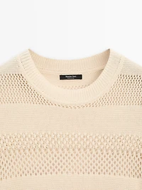 Top en maille ajourée à manches courtes