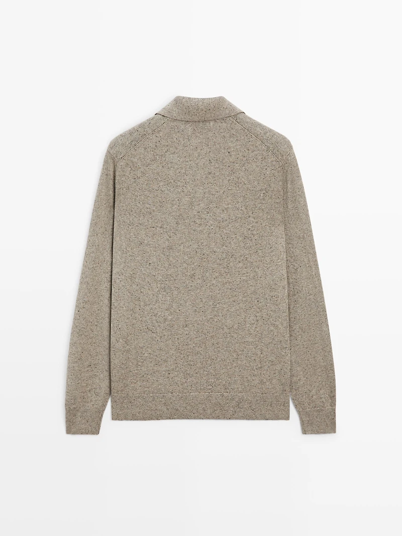 Pull en maille col polo de coton mélangé