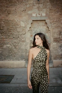 SATIN EFFECT HALTER SCARF TOP