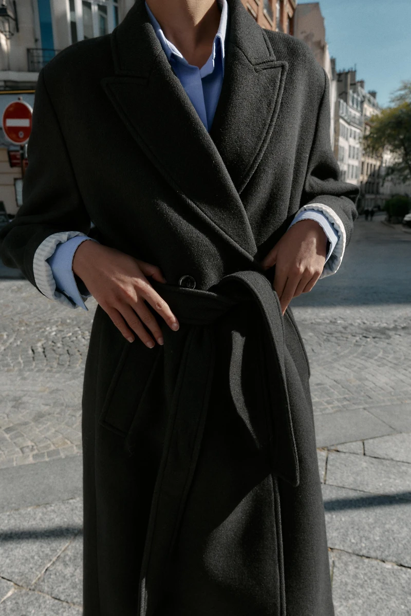 LONG BELTED WOOL COAT