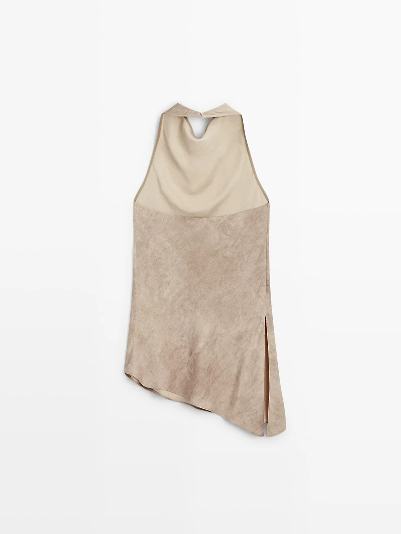 Worn effect halter top