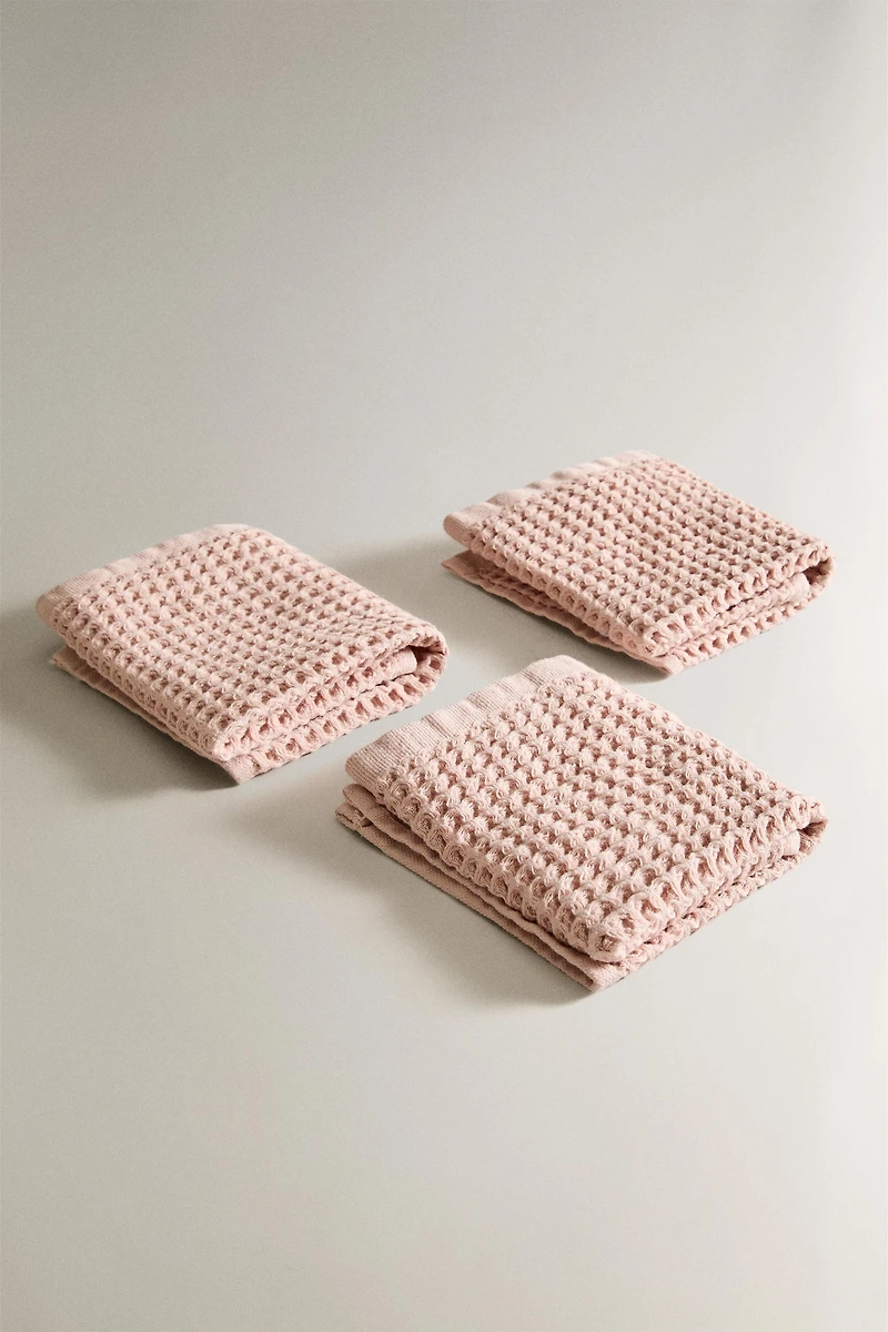 WAFFLE COTTON HAND TOWEL (PACK OF 3)