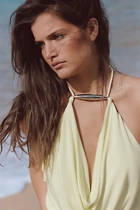 ROBE LONGUE HALTER AVEC DÉCOR