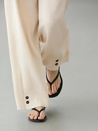 Linen blend suit trousers with button detail