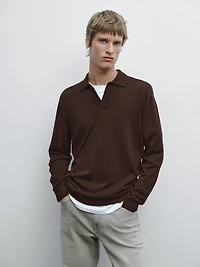 Knit sweater with a polo collar