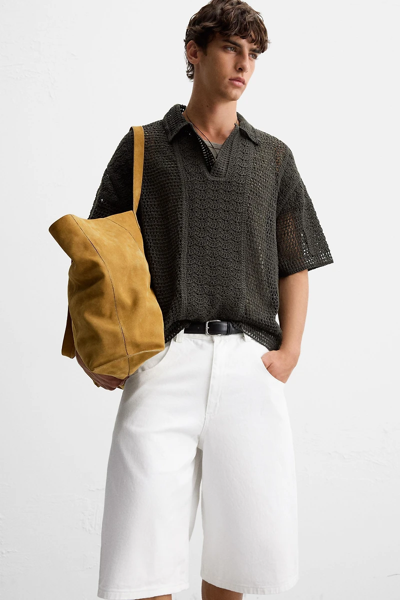CROCHET TEXTURED POLO SHIRT