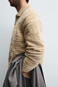 100% WOOL BUTTON-DOWN KNIT POLO SHIRT