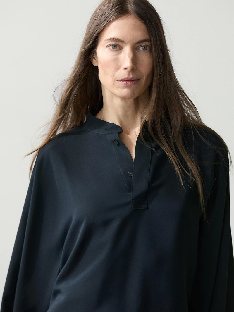 Flowing stand collar blouse