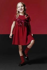 ROMA KNIT DRESS WITH VELVET BOW