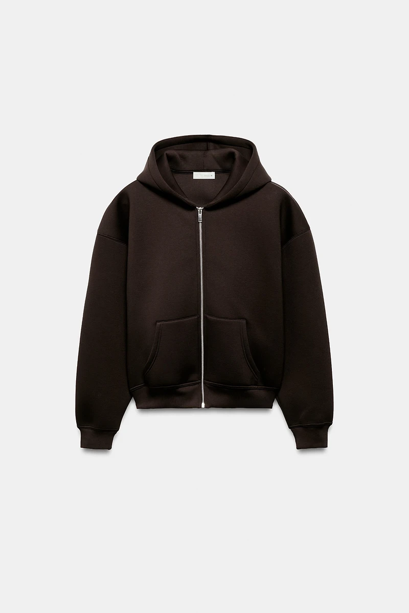 NEOPRENE EFFECT HOODIE SWEATSHIRT