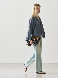 Kimono 100 % lin col en V