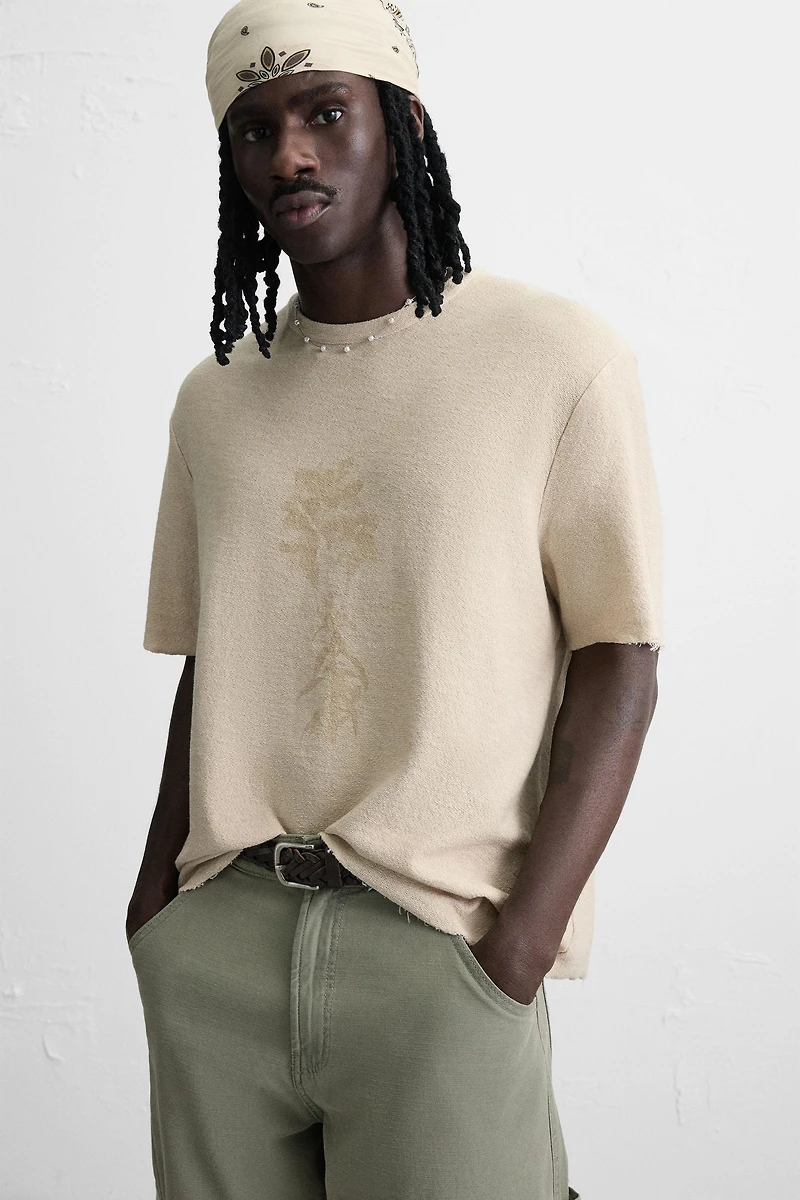 SPRAY PRINT KNIT T-SHIRT