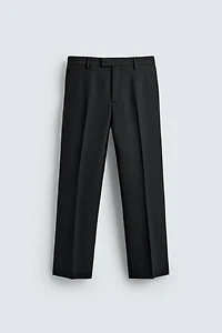 STRAIGHT FIT WOOL BLEND PANTS