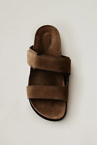 SANDALES DOUBLE BRIDE CROÛTE DE CUIR