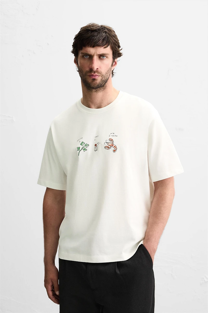 T-SHIRT BRODERIE COMBINÉE