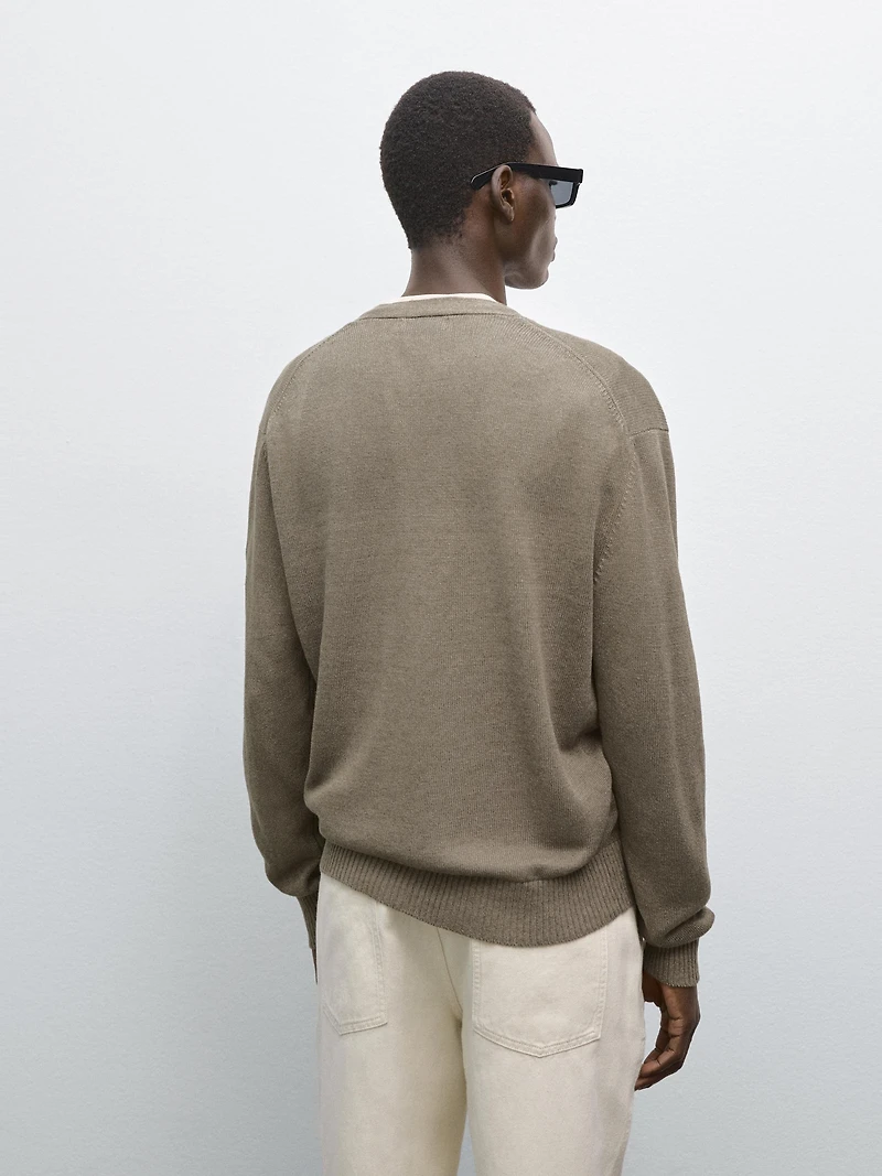 Linen blend knit cardigan