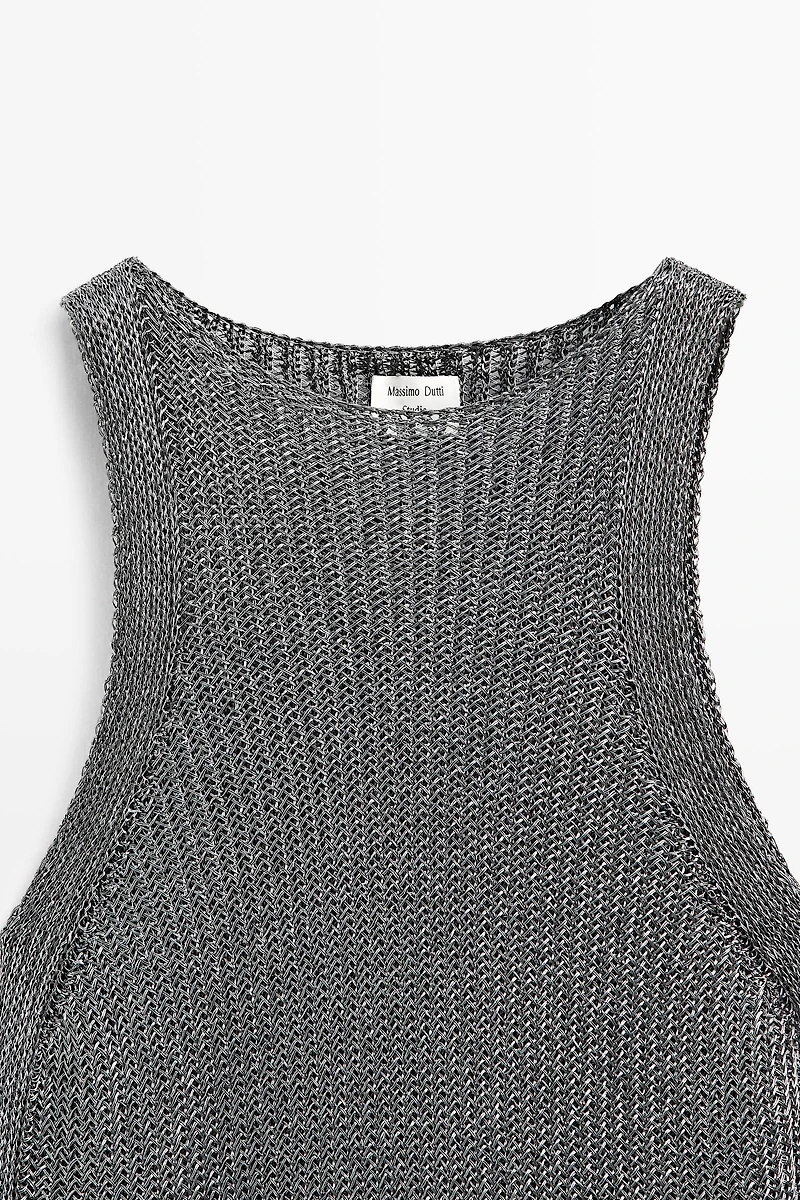 Metallic knit halter top - STUDIO
