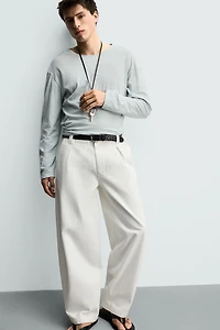PANTALON CHINO DENIM BARREL FIT À PLIS
