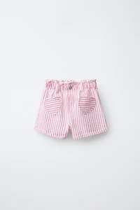 TWILL STRIPED HEART POCKET SHORTS