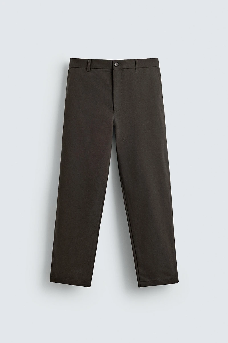 TEXTURED STRAIGHT FIT PANTS