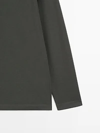 Long sleeve zip-up polo shirt