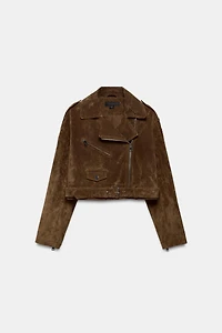 100% SUEDE LEATHER SHORT JACKET WITH BELT