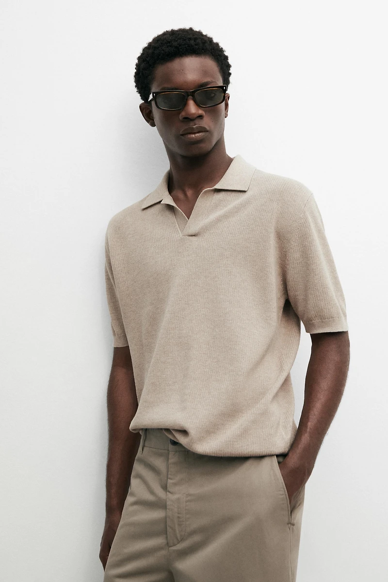 100% cotton knit polo sweater