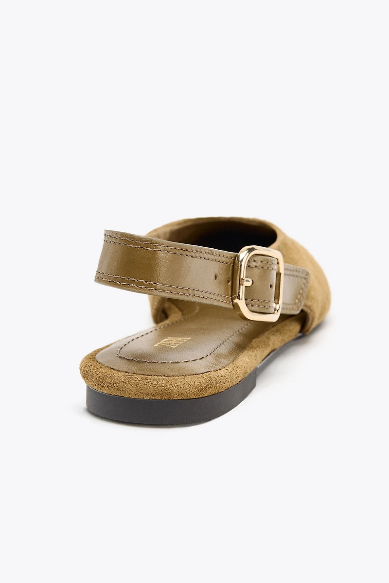 COMBINED LEATHER SLINGBACK SHOES