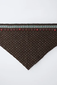 TRIANGULAR FLORAL AND BEAD SCARF