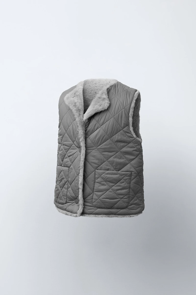 GILET RÉVERSIBLE EFFET FOURRURE