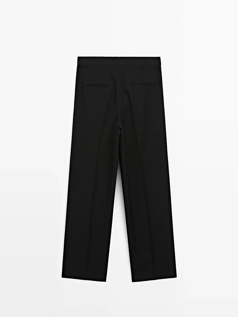 100% wool wide-leg trousers with dart - LIMITED