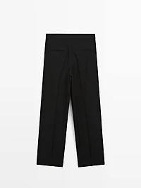 100% wool wide-leg trousers with dart - LIMITED