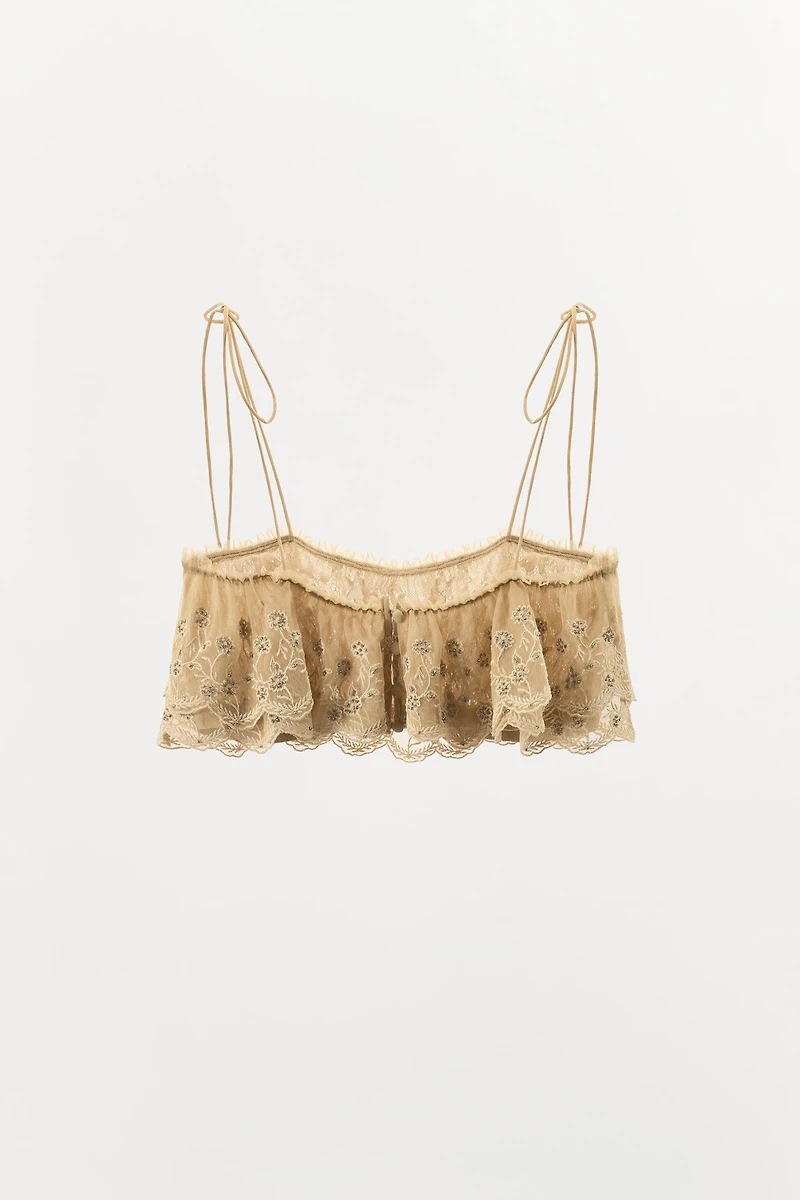 EMBROIDERED RUFFLE CAMISOLE