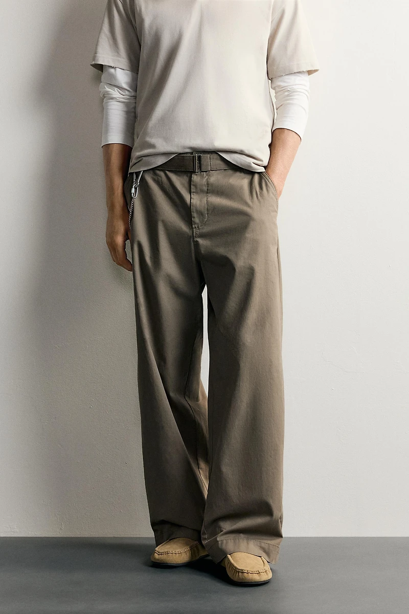 RELAXED FIT BELTED PANTS