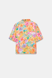 FLORAL PRINT TIE-FRONT SHIRT