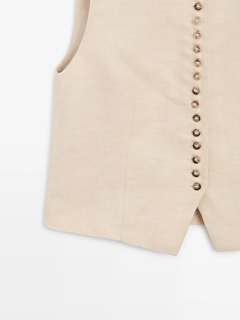 Buttoned linen blend waistcoat