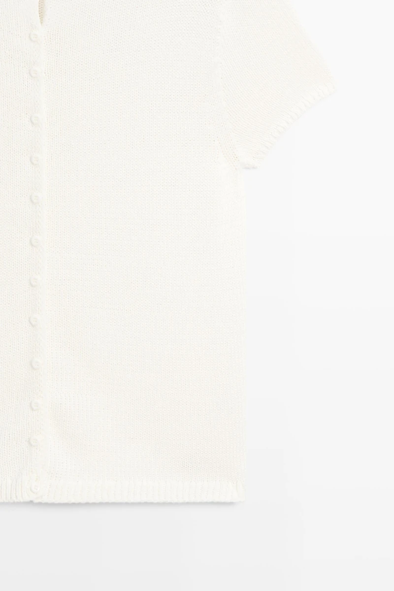 Cotton silk blend knit cardigan