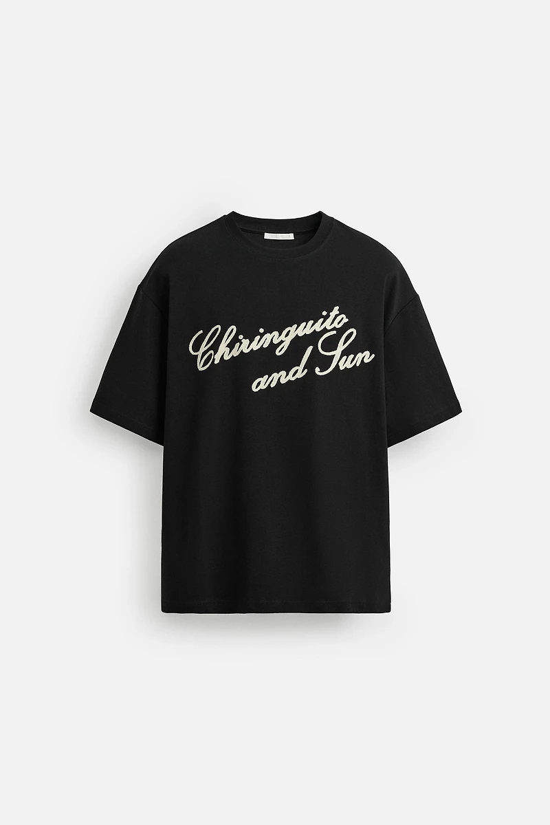 EMBROIDERED TEXT T-SHIRT
