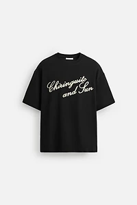 EMBROIDERED TEXT T-SHIRT
