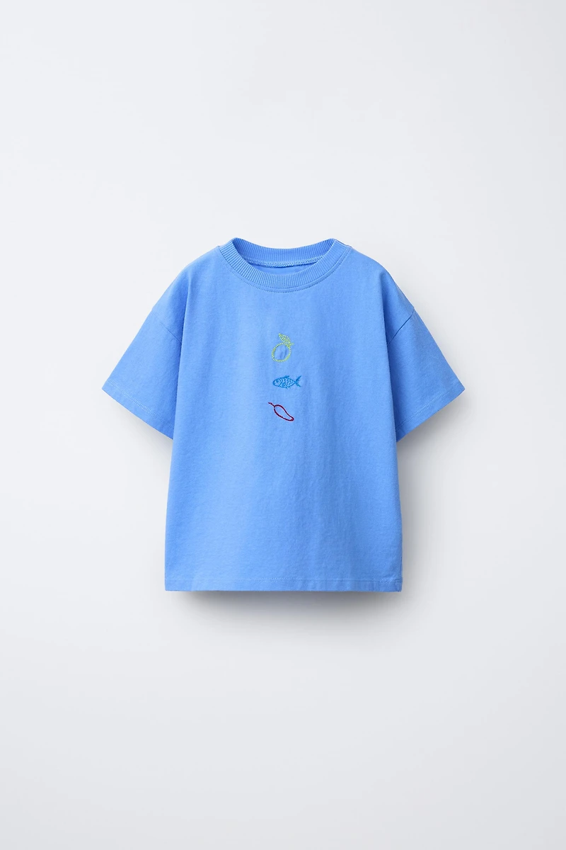 EMBROIDERED TEXT T-SHIRT