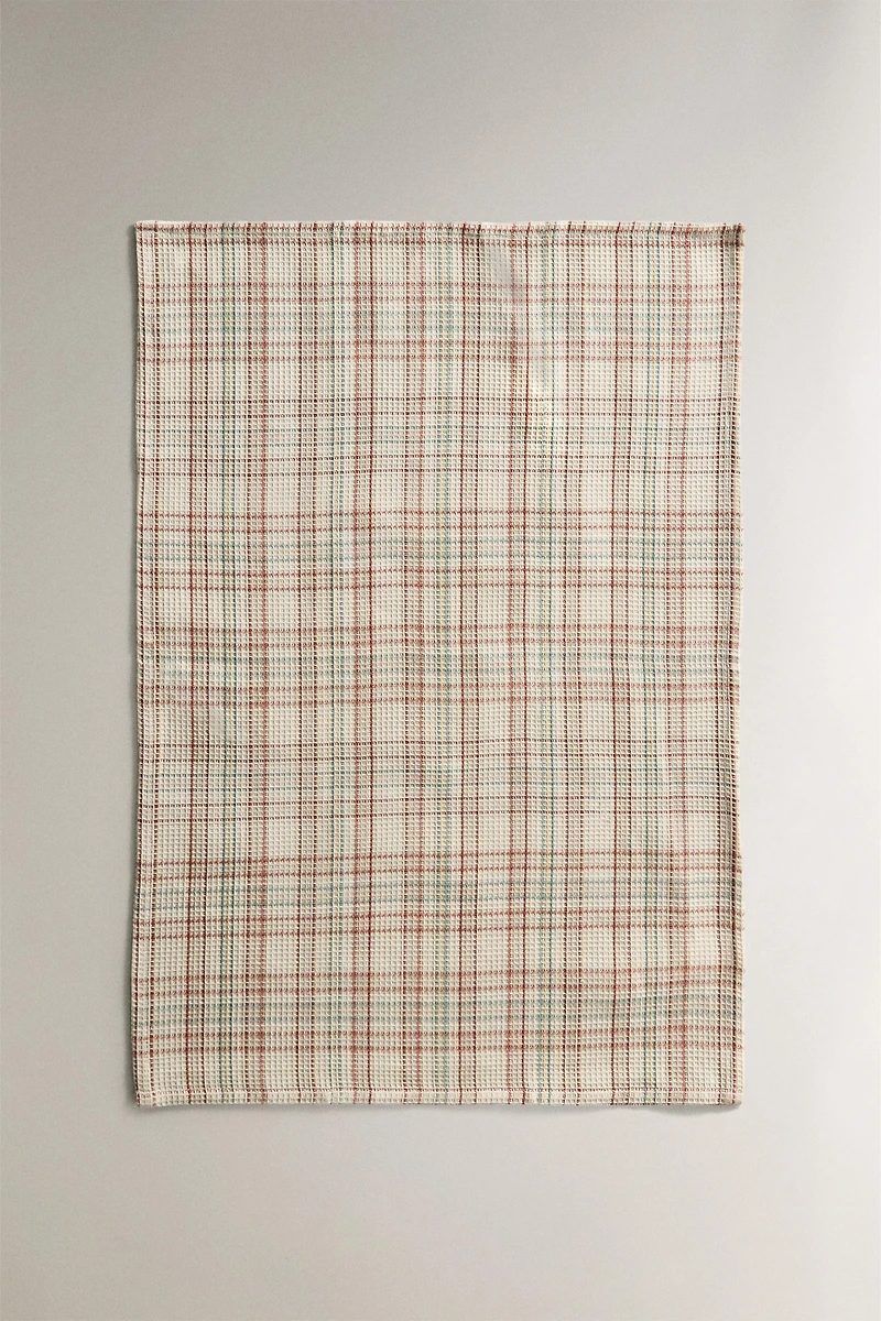 SET OF IRREGULAR CHECK COTTON KITCHEN TOWELS (SET OF 2)