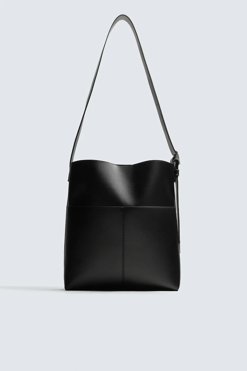 TOPSTITCHED SHOPPER BAG