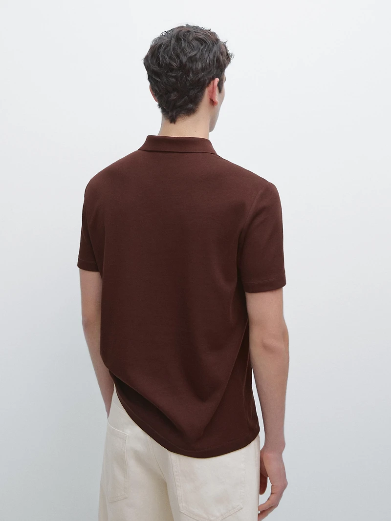 Cotton blend short sleeve polo shirt