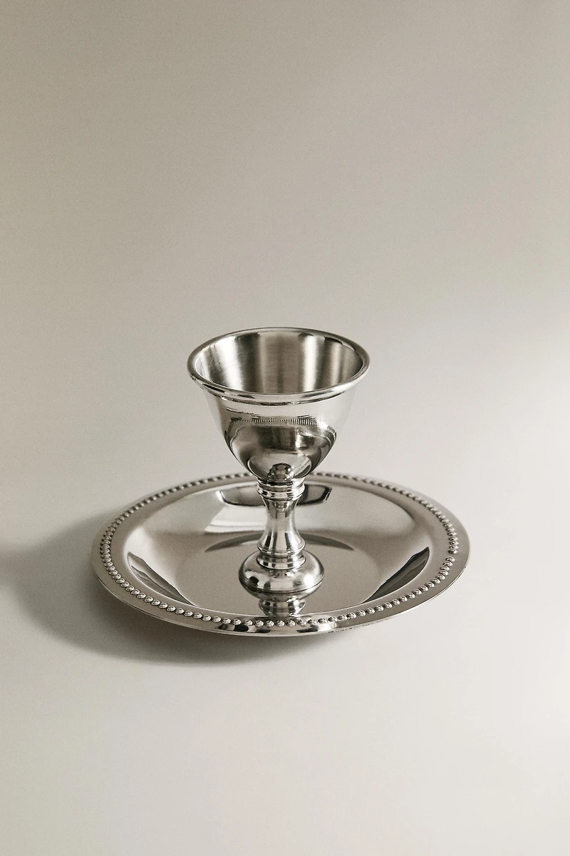 STEEL EGG CUP WITH PLATE