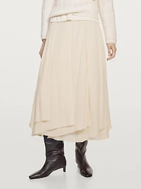 Flowing midi skirt with ruffles