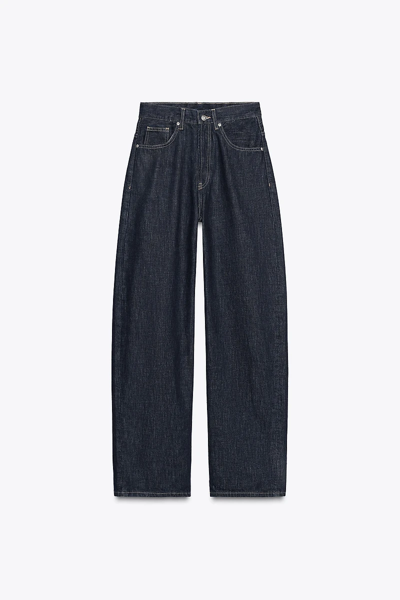 TRF HIGH WAIST STRAIGHT LEG JEANS WITH LOOP