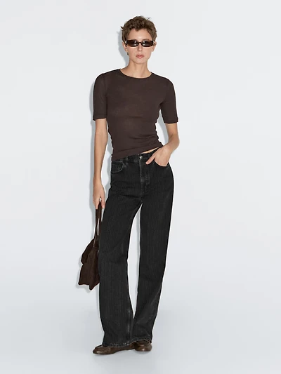 High-waist straight-leg jeans