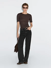 High-waist straight-leg jeans