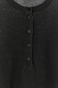 COTTON BUTTON-UP T-SHIRT