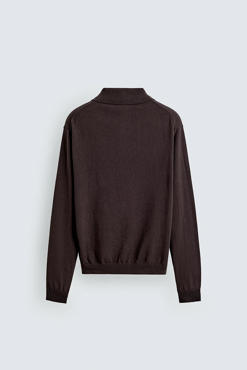 COTTON LINEN BLEND KNIT POLO SHIRT